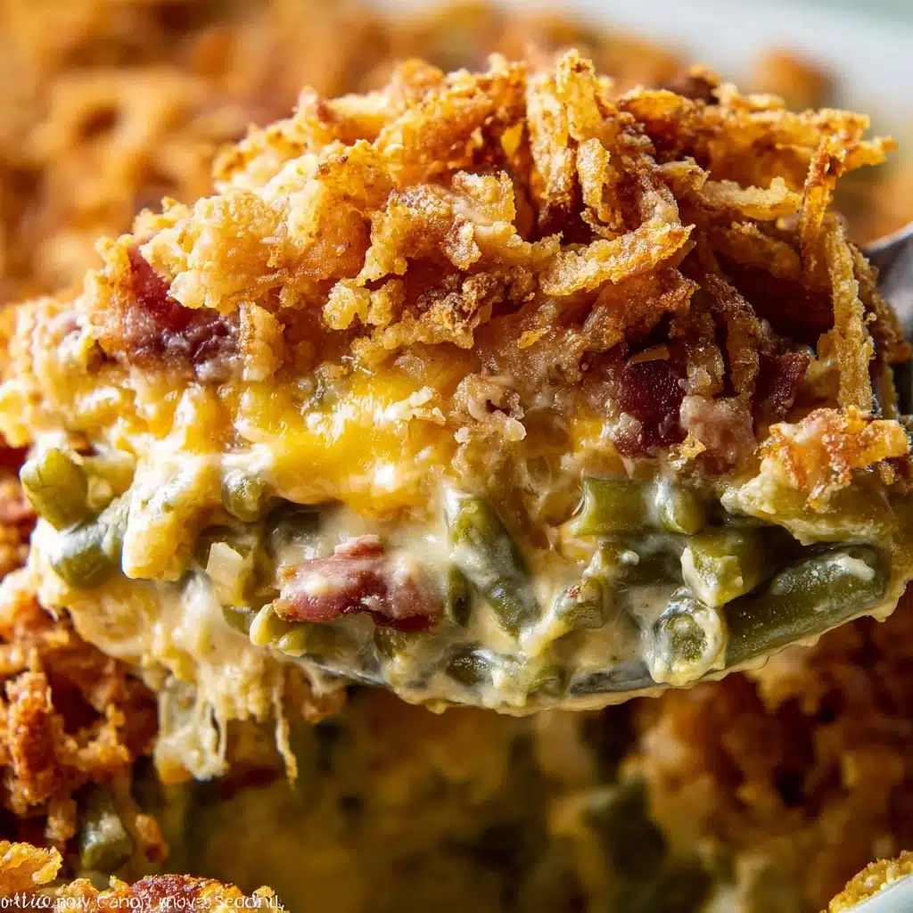 The BEST Green Bean Casserole with Cheese and Bacon Recipe - Recipe Image