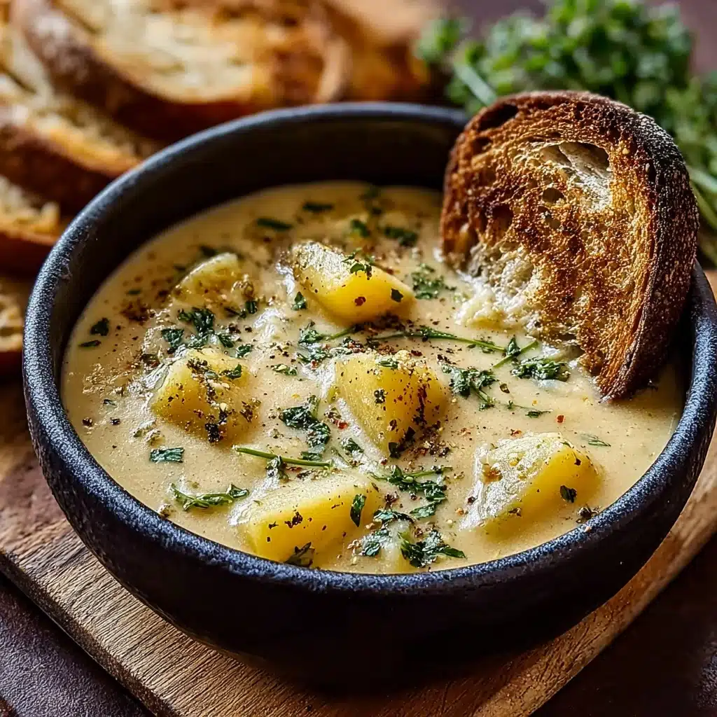 Hearty Cheddar Garlic Herb Potato Soup Recipe - Recipe Image