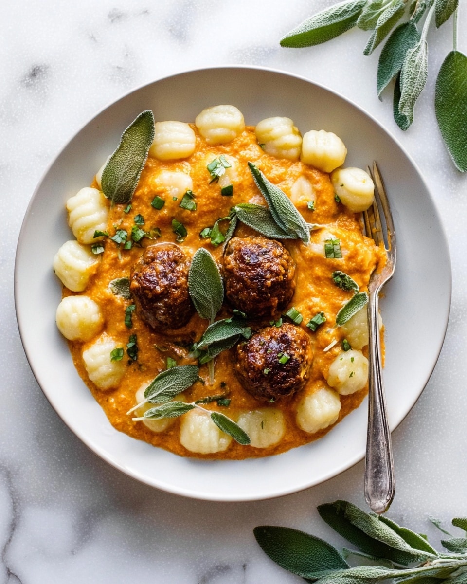 A white plate filled with about sixteen golden-brown meatballs, each showing a slightly crispy, textured surface with hints of green herbs sprinkled on top. The meatballs are stacked loosely in a small pile at the center of the plate, with a few sprigs of green leaves placed underneath and around them. The plate sits on a light gray cloth with subtle wrinkles, all set on a white marbled texture surface. In the blurred background, a white bowl with an orange sauce inside is slightly visible. Photo taken with an iphone --ar 4:5 --v 7