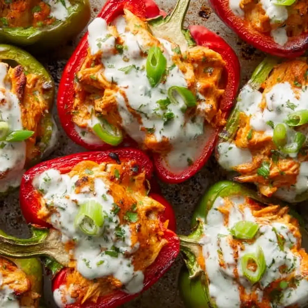 Buffalo Chicken Stuffed Peppers - Dairy Free & Low Carb Recipe