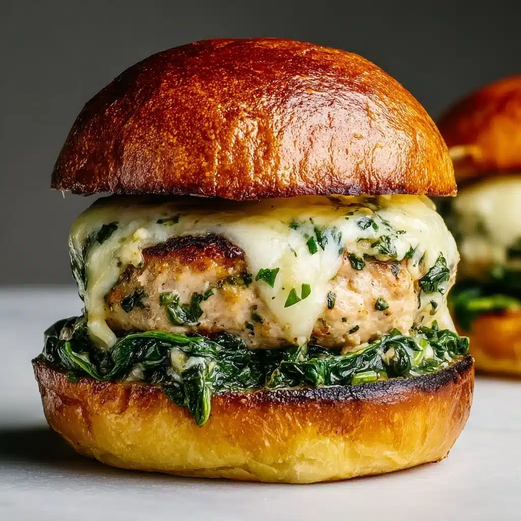White Cheddar and Spinach Chicken Burgers Recipe - Recipe Image