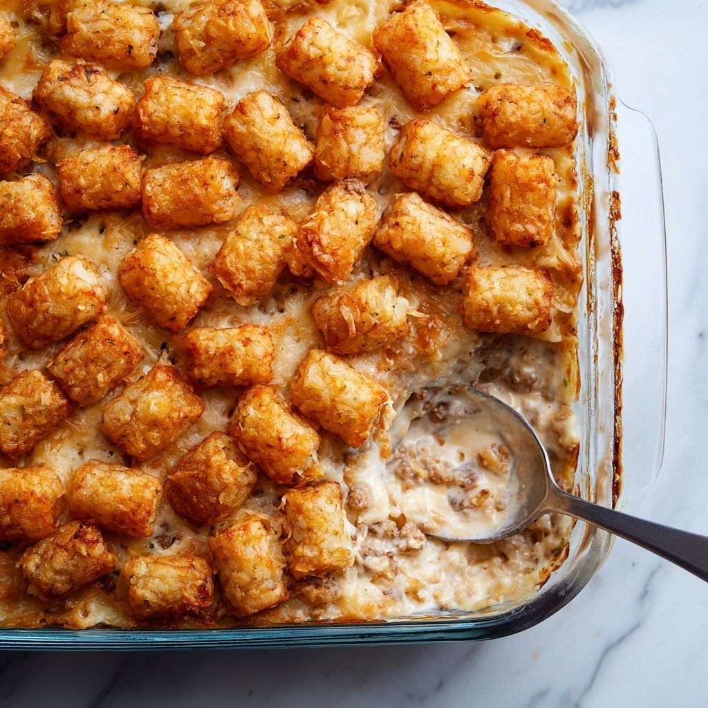 A close-up view of a baked cheesy dish in a clear glass baking dish, placed on a white marbled surface. The dish shows multiple layers: the top layer is golden brown melted cheese with a slightly crispy texture, bubbling and stretching in thick cheese strings as a large scoop is lifted with a metal spoon. Below the cheese, a reddish-orange sauce mixed with cheese forms a moist and rich layer. The base layer is creamy and thick, visible between the lifted cheese strings. The background shows a white tiled wall with subtle shadows. photo taken with an iphone --ar 4:5 --v 7