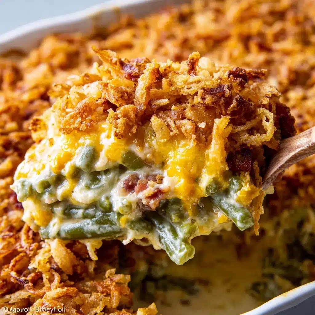 The BEST Green Bean Casserole with Cheese and Bacon Recipe - Recipe Image