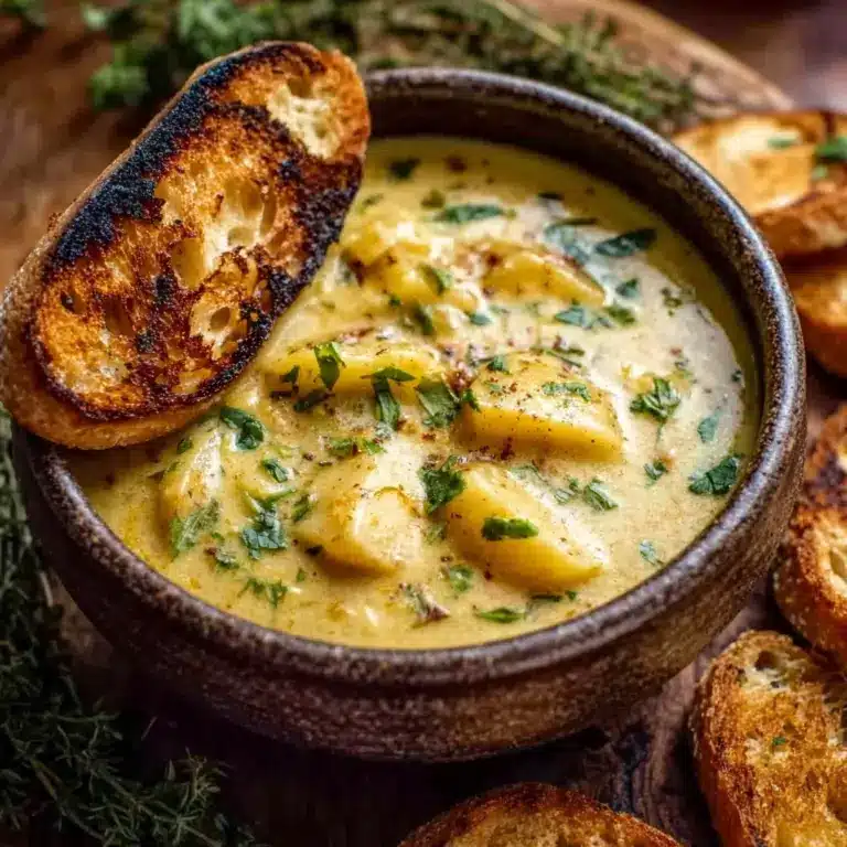 Hearty Cheddar Garlic Herb Potato Soup Recipe