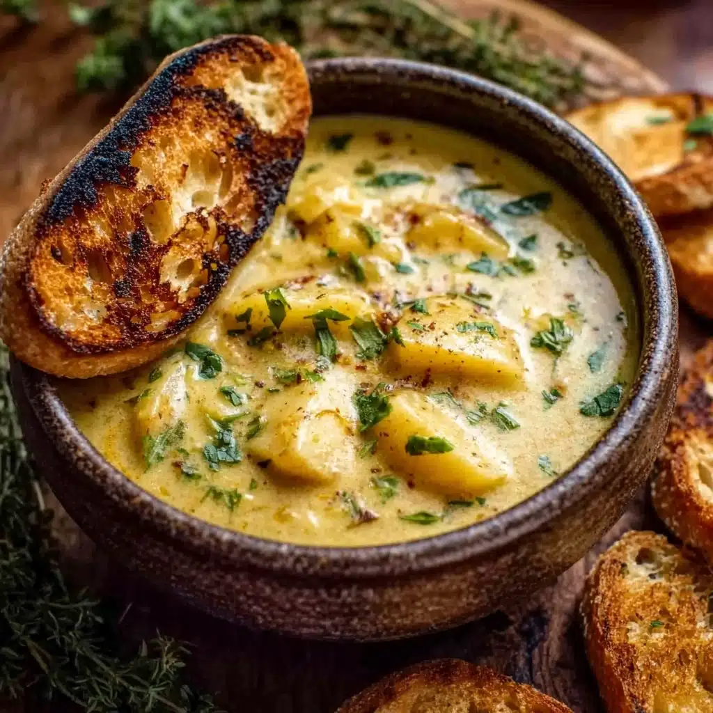 Hearty Cheddar Garlic Herb Potato Soup Recipe