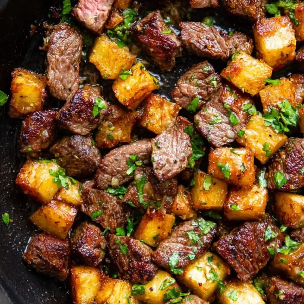 Garlic Butter Steak Bites and Potatoes Recipe - Recipe Image