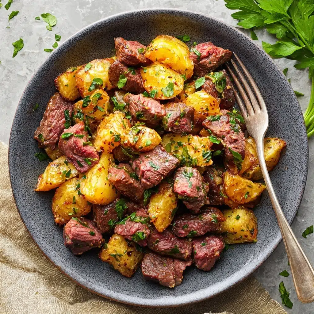 Garlic Butter Steak Bites and Potatoes Recipe - Recipe Image