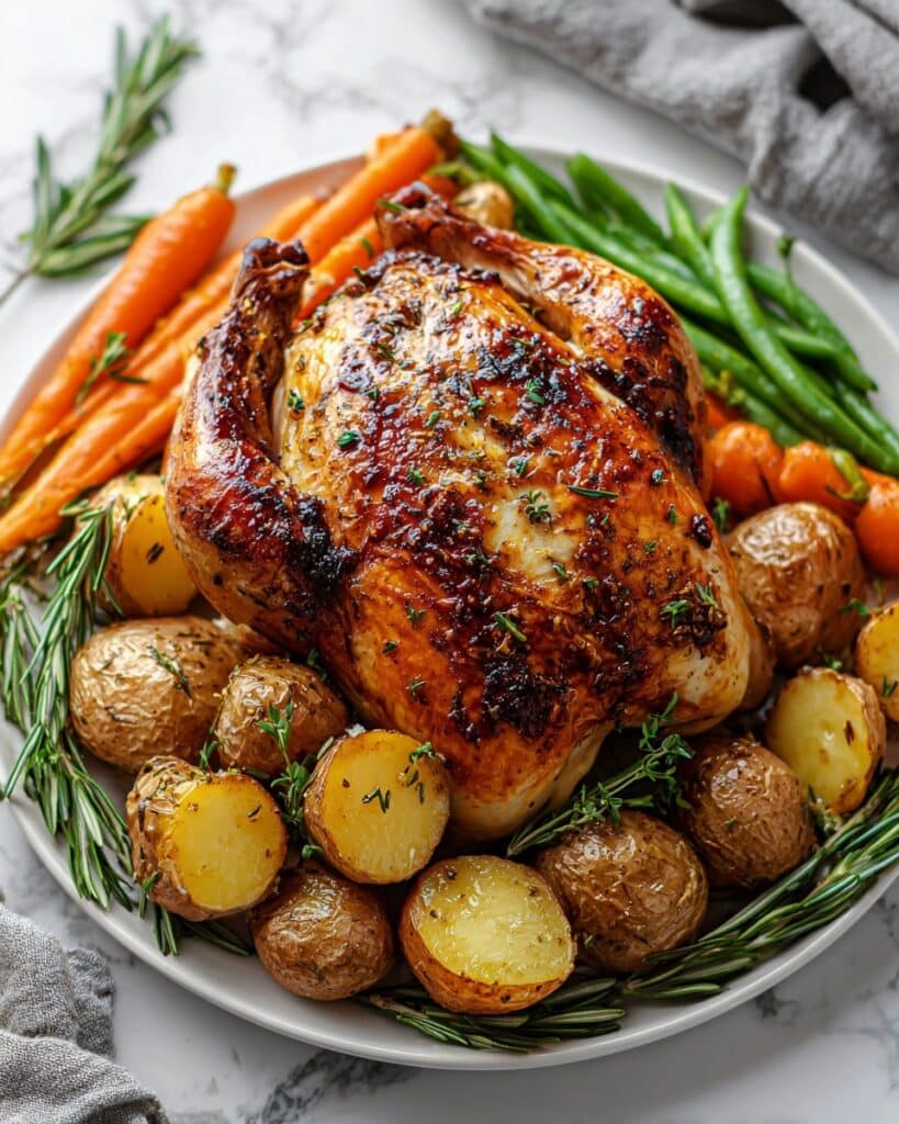 Slow Cooker Roast Chicken with Crispy Skin and Caramelized Vegetables Recipe