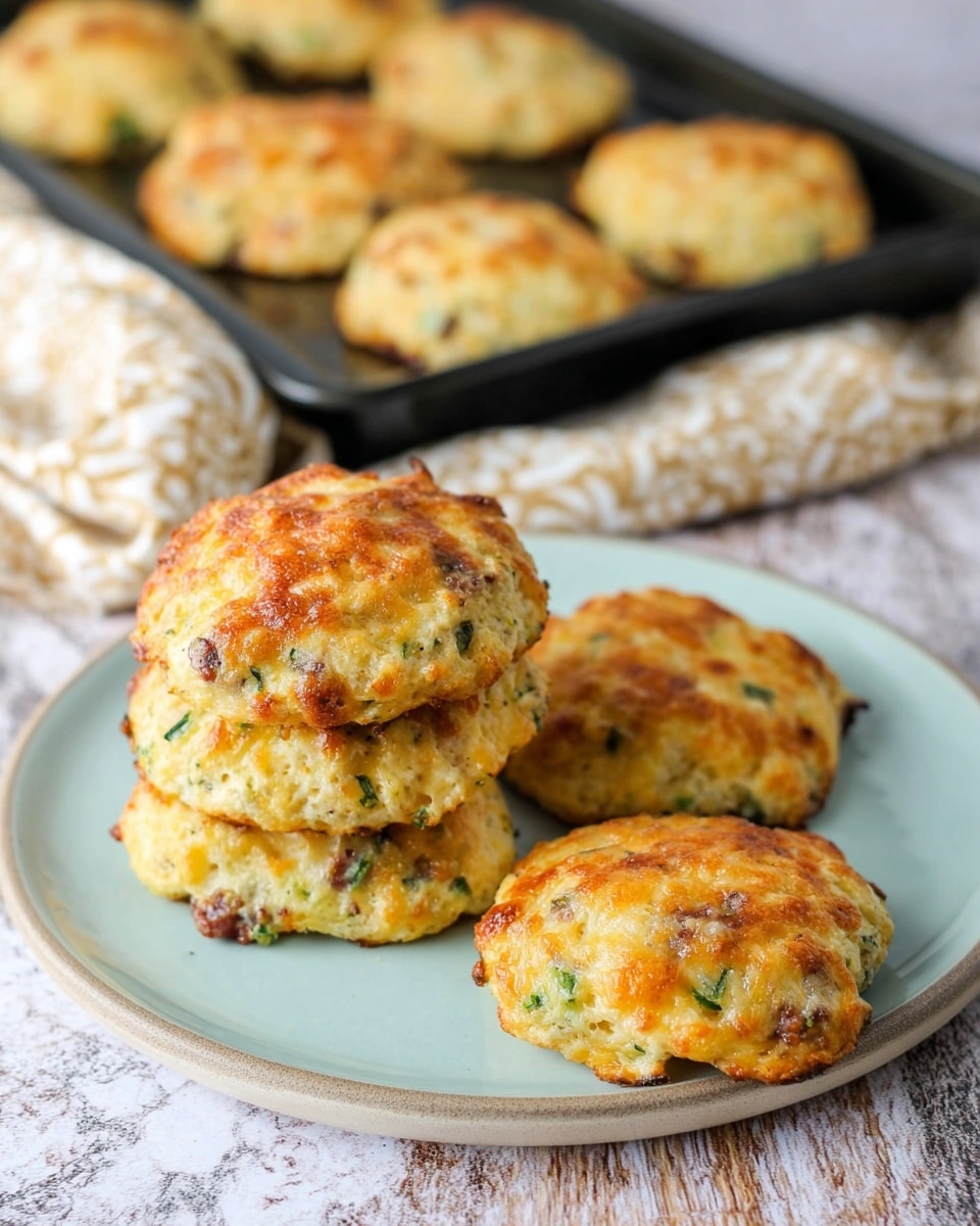 The image shows four golden-brown patties with a slightly crispy top and visible bits of green herbs and small pieces of other ingredients mixed inside. The patties are round and slightly thick, stacked loosely on a white plate with a raised edge. The plate sits on a white marbled surface. The patties have a textured surface with some darker brown spots and a soft, moist inside visible on the sides. photo taken with an iphone --ar 4:5 --v 7