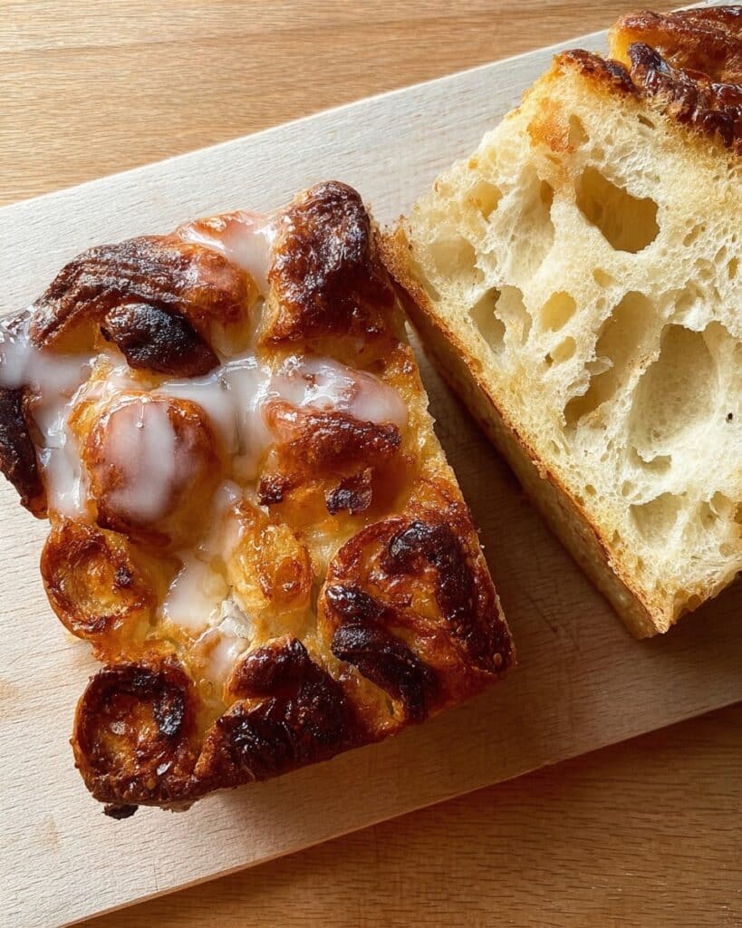 Cinnamon-Sugar No-Knead Focaccia with Vanilla Glaze Recipe