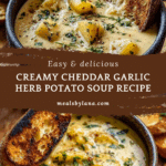 Hearty Cheddar Garlic Herb Potato Soup Recipe