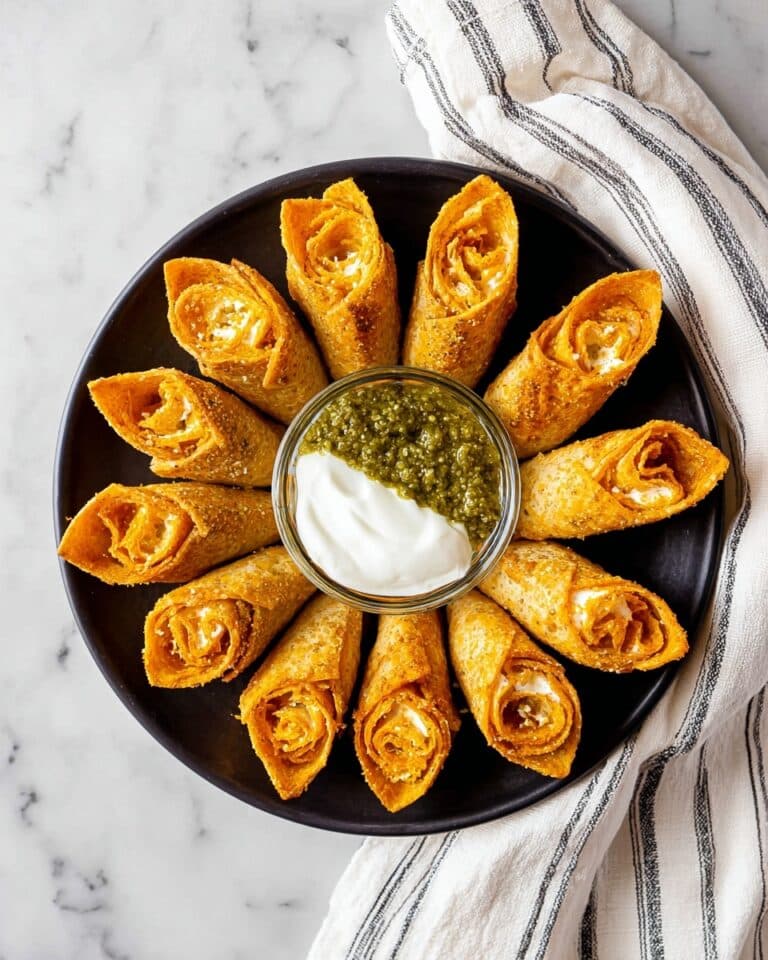 Cheesy Green Chili Antojitos with Basil Pesto Sour Cream Recipe