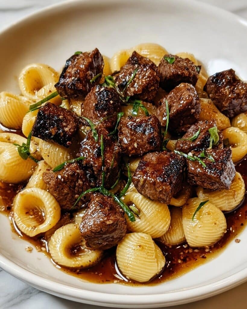 Garlic Butter Steak Bites & Shell Pasta: A Creamy Delight Recipe