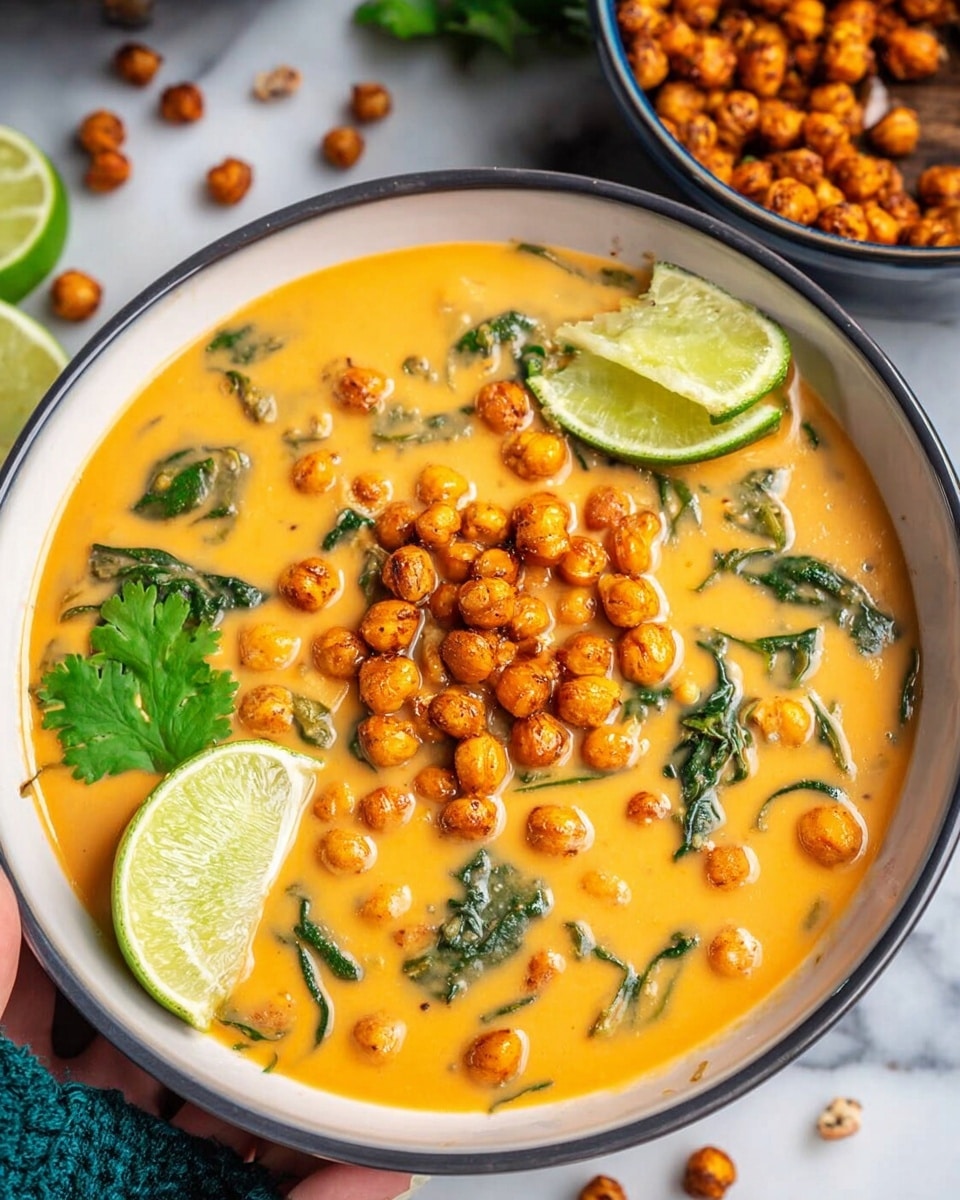The image shows six stages of cooking in a black pot with red handles, placed on a white marbled surface. The first stage has a layer of chopped pink onions with a small pile of finely chopped yellow ginger in the center. The second stage adds a dollop of bright red sauce over the onions and ginger, spread in the center. The third stage covers the mixture with a layer of round, light beige chickpeas filling the pot. The fourth stage shows a creamy, light beige liquid with a swirl of reddish-orange sauce blending on one side. The fifth stage adds fresh, vibrant green leafy spinach spread evenly over the creamy mixture. The sixth and final stage shows the spinach mixed in a thick yellow sauce with some chickpeas sprinkled on top in the center. photo taken with an iphone --ar 4:5 --v 7