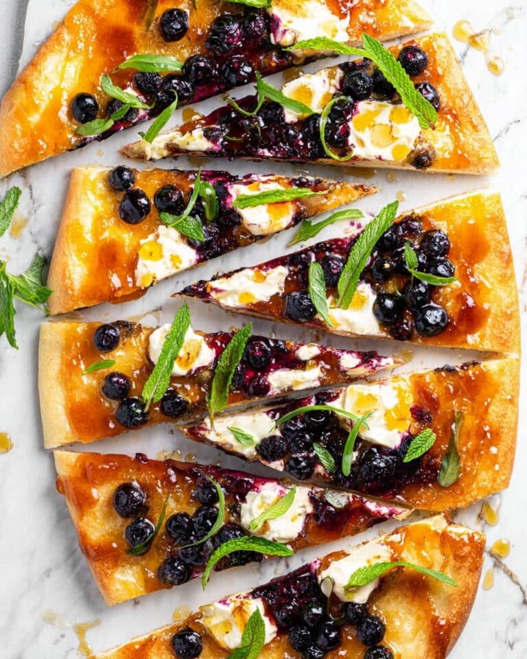 Blueberry Flatbread with Goat Cheese and Apricot Jam Recipe