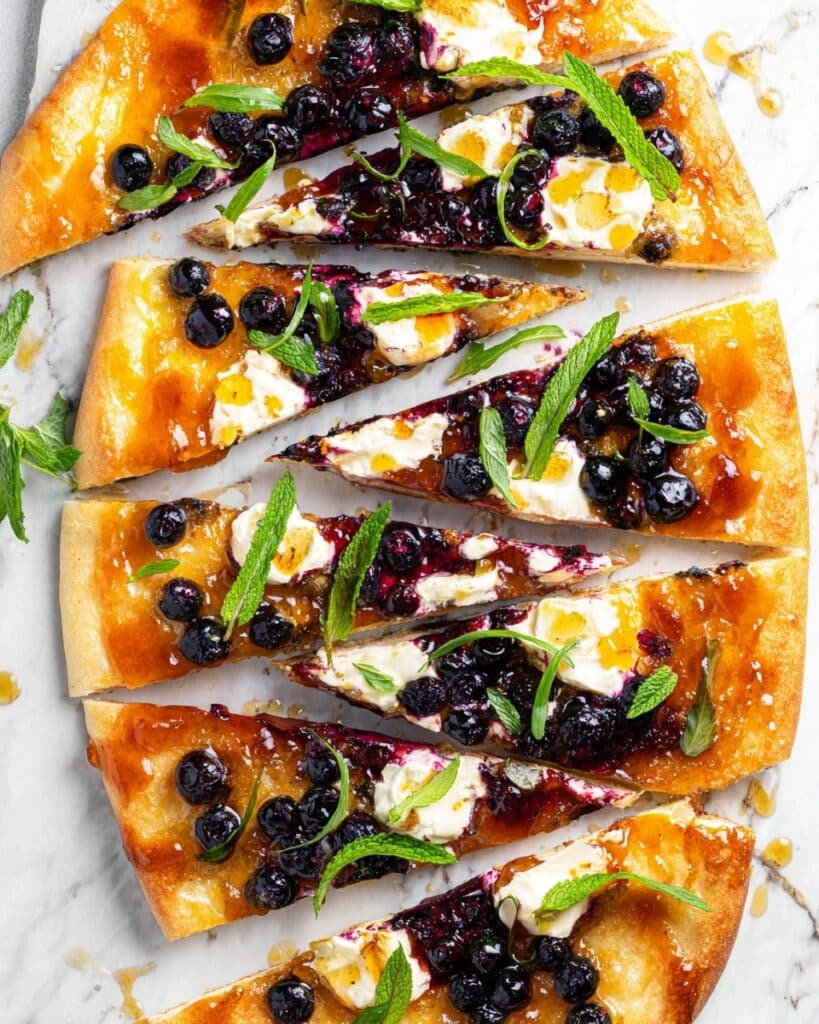Blueberry Flatbread with Goat Cheese and Apricot Jam Recipe