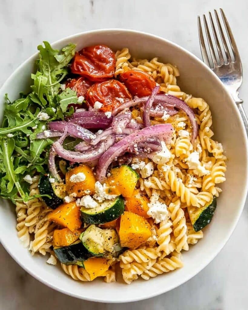 Roasted Veggie Pasta with Feta Recipe