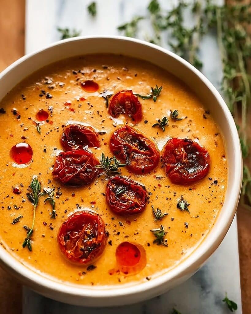 Creamy Roasted Garlic Tomato Soup Recipe