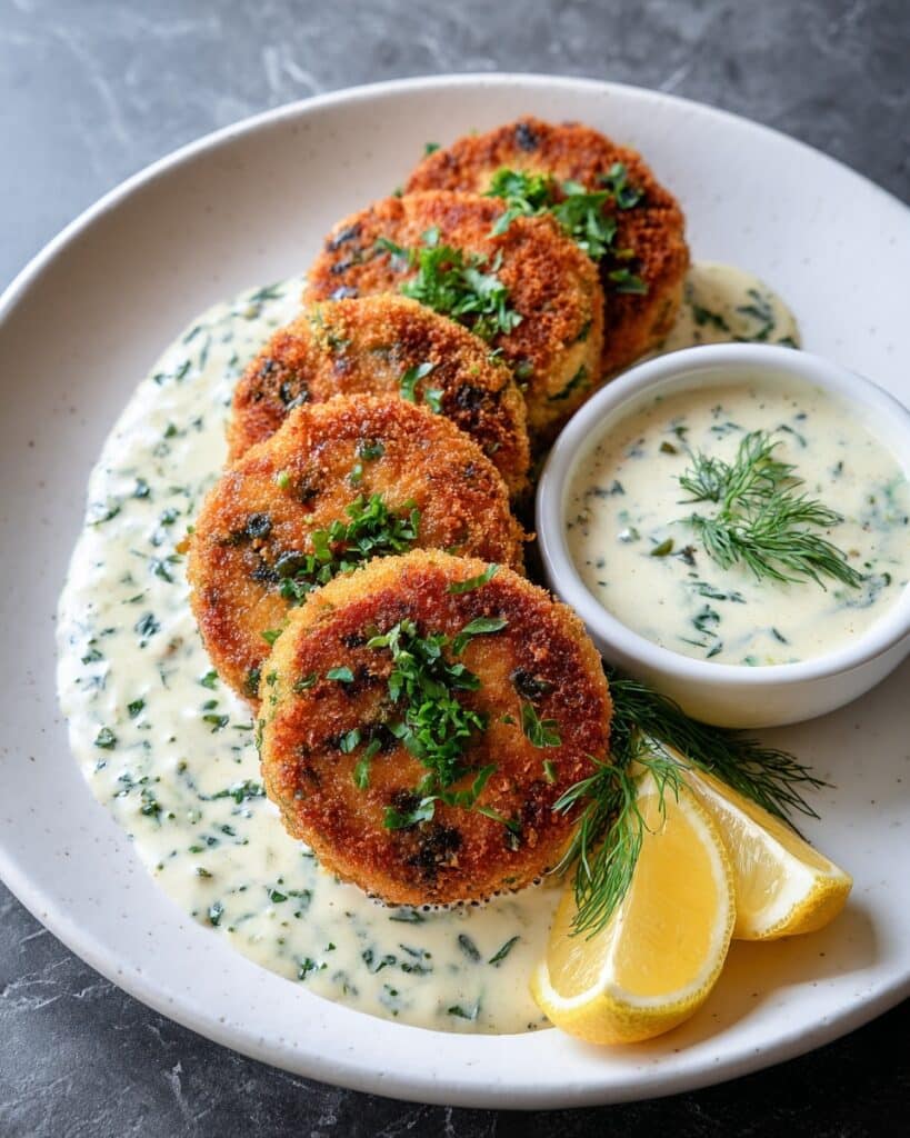 Salmon Cakes with Chive and Garlic Sauce Recipe
