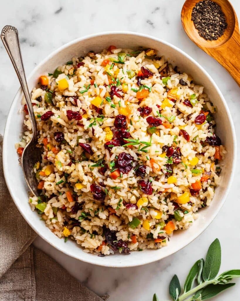 Wild Rice Stuffing with Mushrooms, Cranberries, and Bacon Recipe