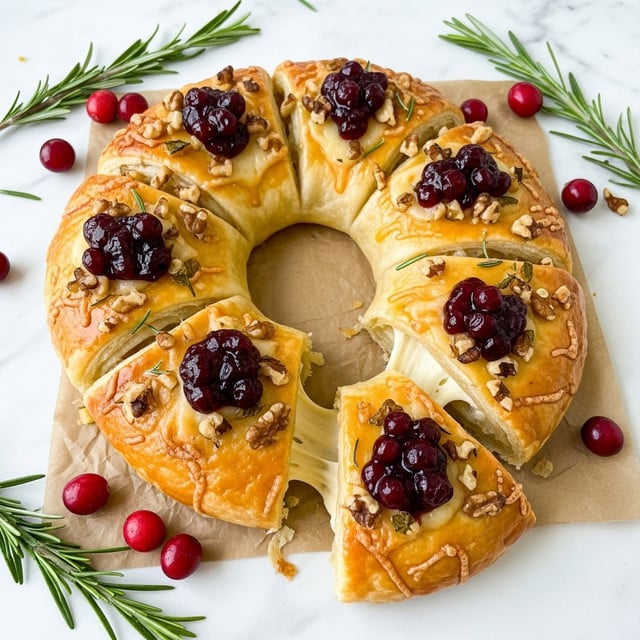 Brie Cheese and Cranberry Christmas Wreath Recipe