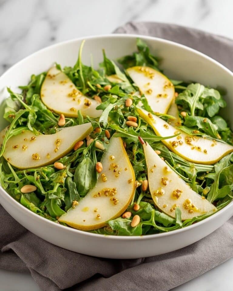 Rocket and Pear Salad with Parmesan and Toasted Pine Nuts Recipe