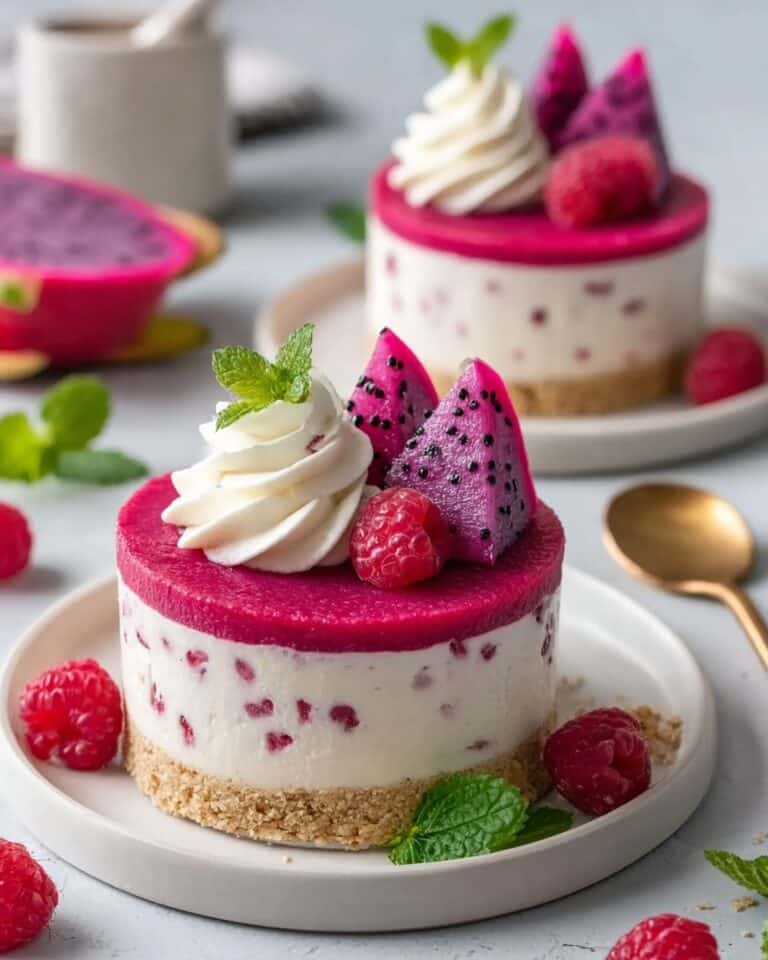 No-Bake Dragon Fruit Mini Cheesecakes Recipe