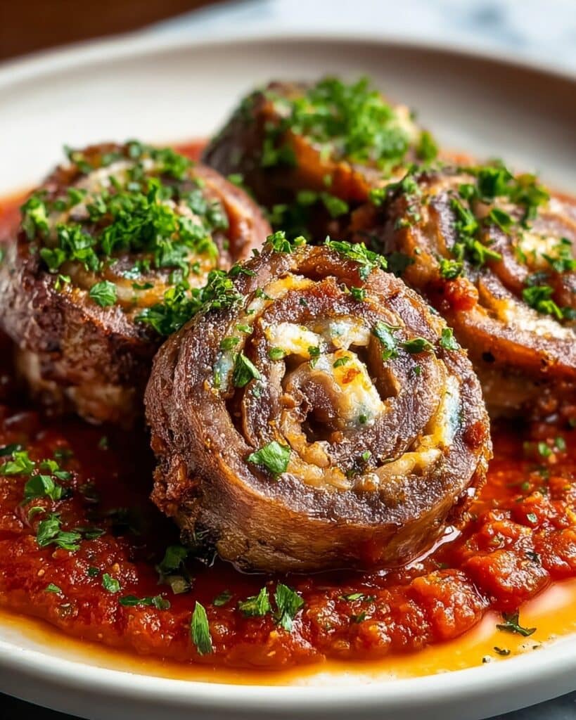 Authentic Italian Braciole with Herb-Stuffed Beef Rolls in Rich Tomato Sauce Recipe