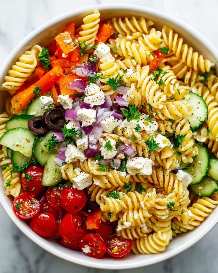 Creamy Feta Pasta Salad with Fresh Vegetables Recipe