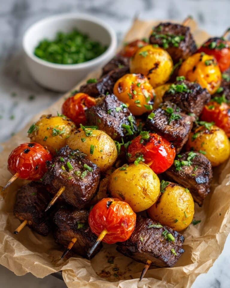 Rosemary Garlic Steak Kebabs Recipe
