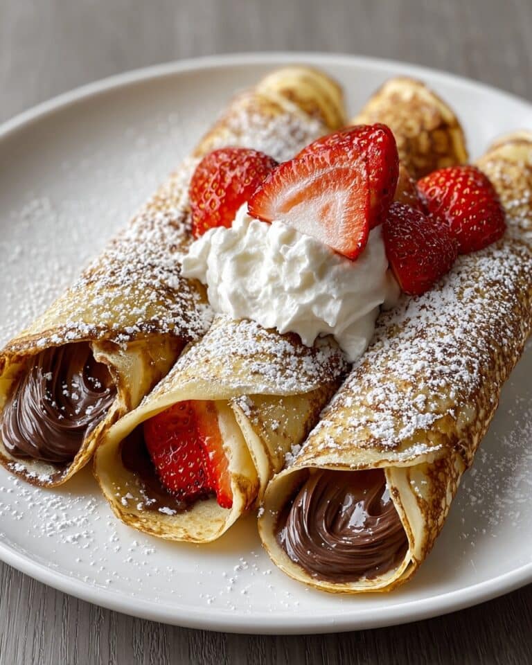 Chocolate Filled Rolled Crepes with Nutella and Fresh Fruits Recipe