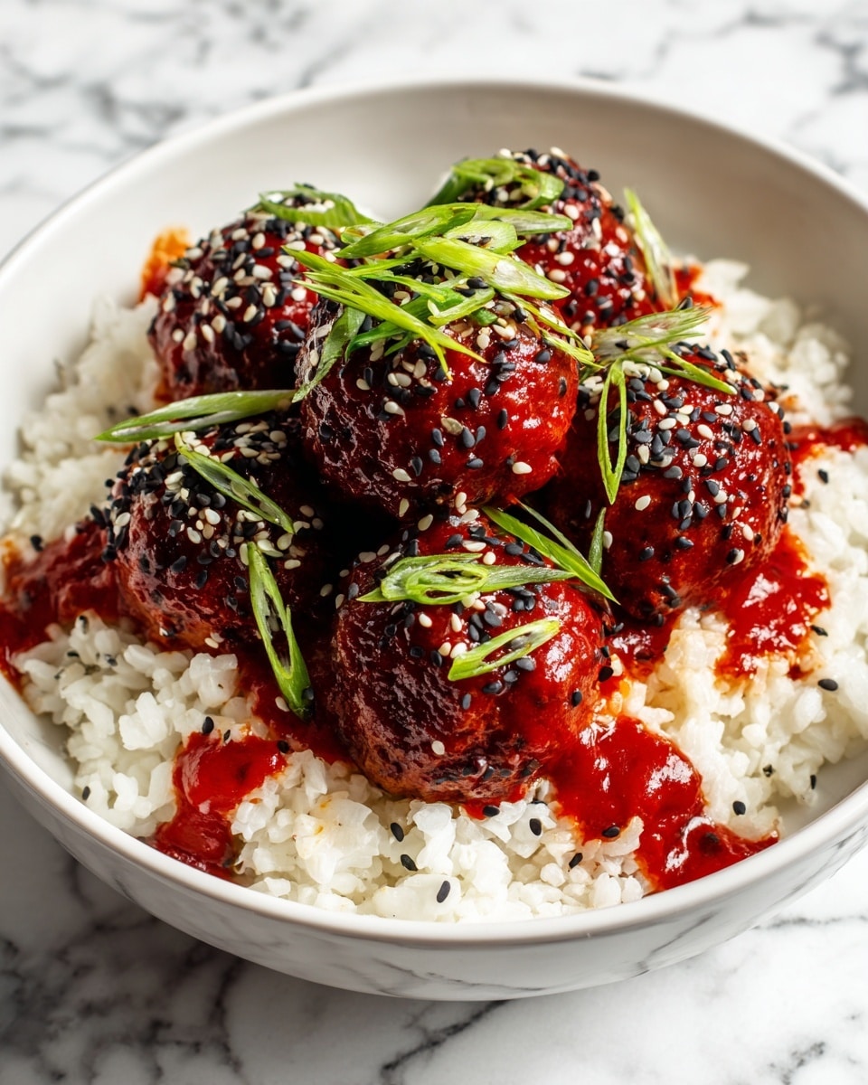 Korean Style Chicken Meatballs with Gochujang Honey Sauce Recipe
