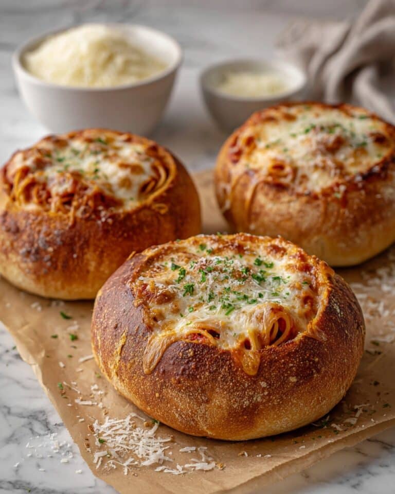Spaghetti Garlic Bread Bowls Recipe