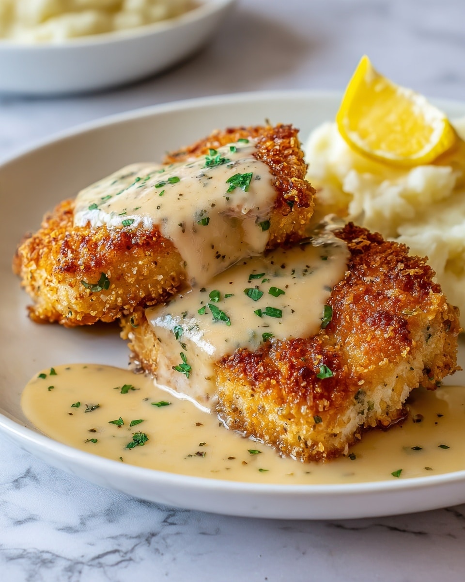 Lemon Pecorino Crusted Chicken with Creamy Lemon Sauce Recipe