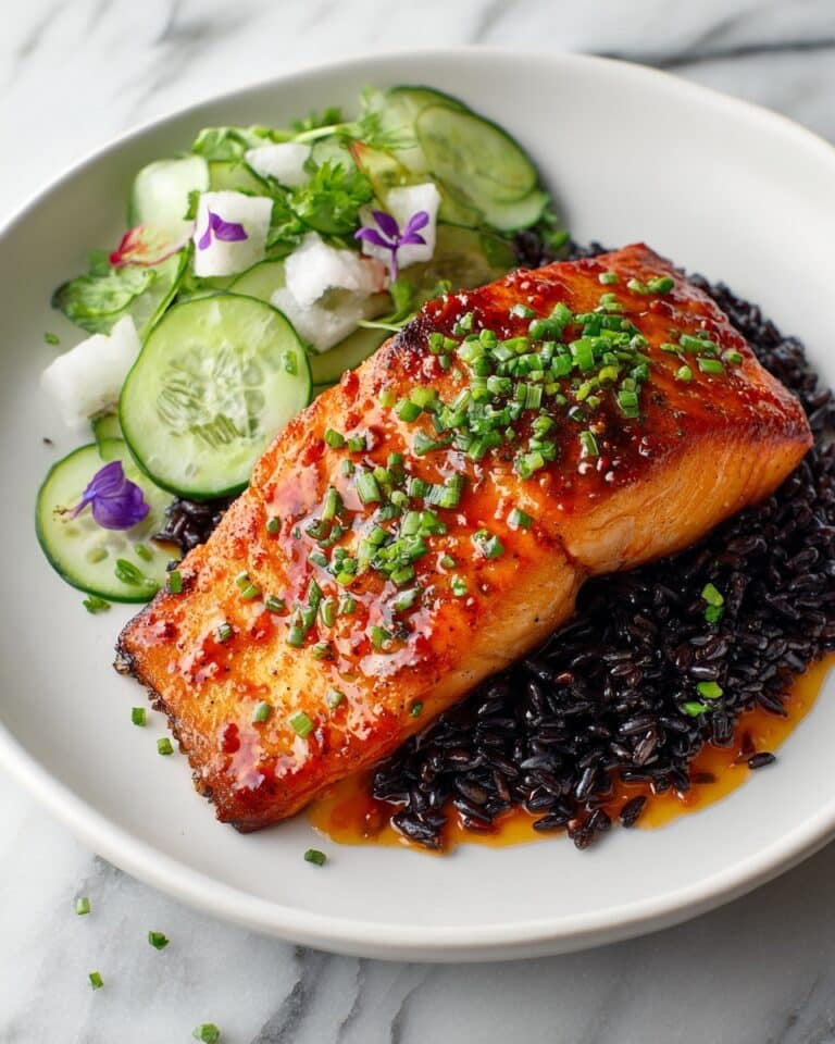 Miso Salmon with Black Rice and Coconut Cucumber Salad Recipe
