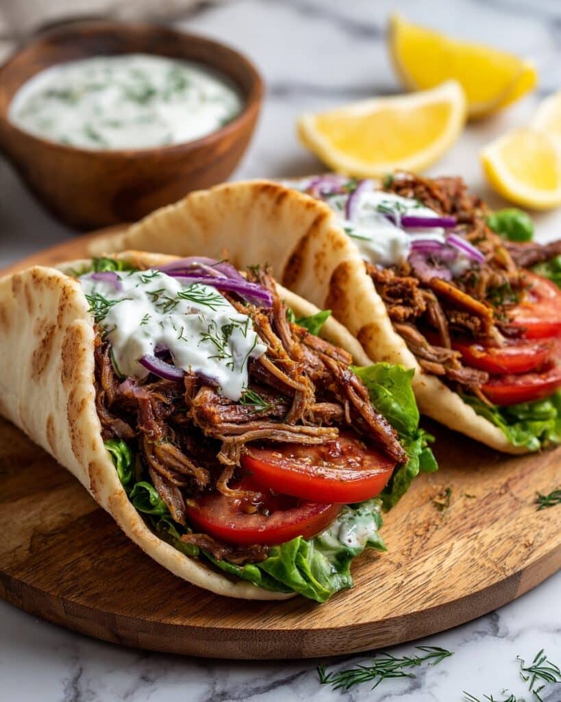 Slow Cooker Chicken Gyros with Tzatziki Sauce Recipe