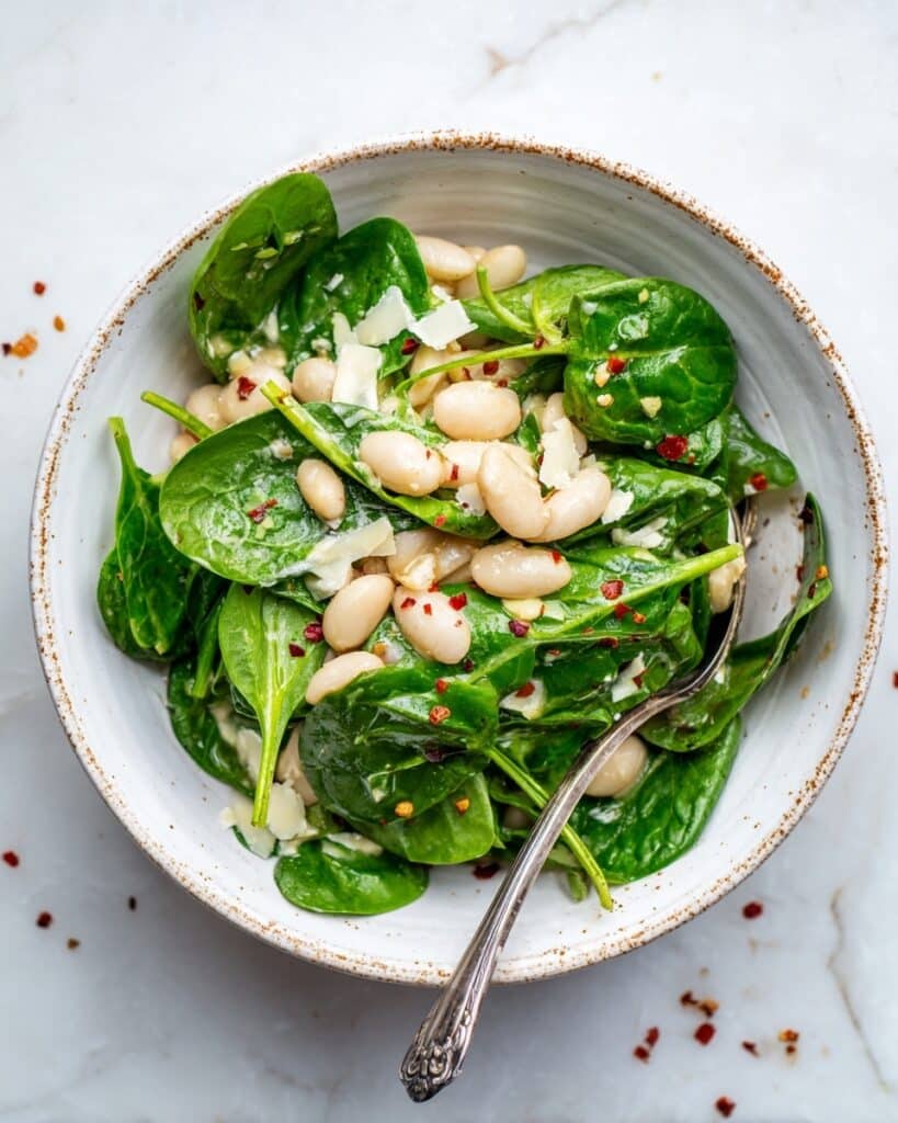 Spinach and White Bean Salad with Lemon Oregano Dressing Recipe